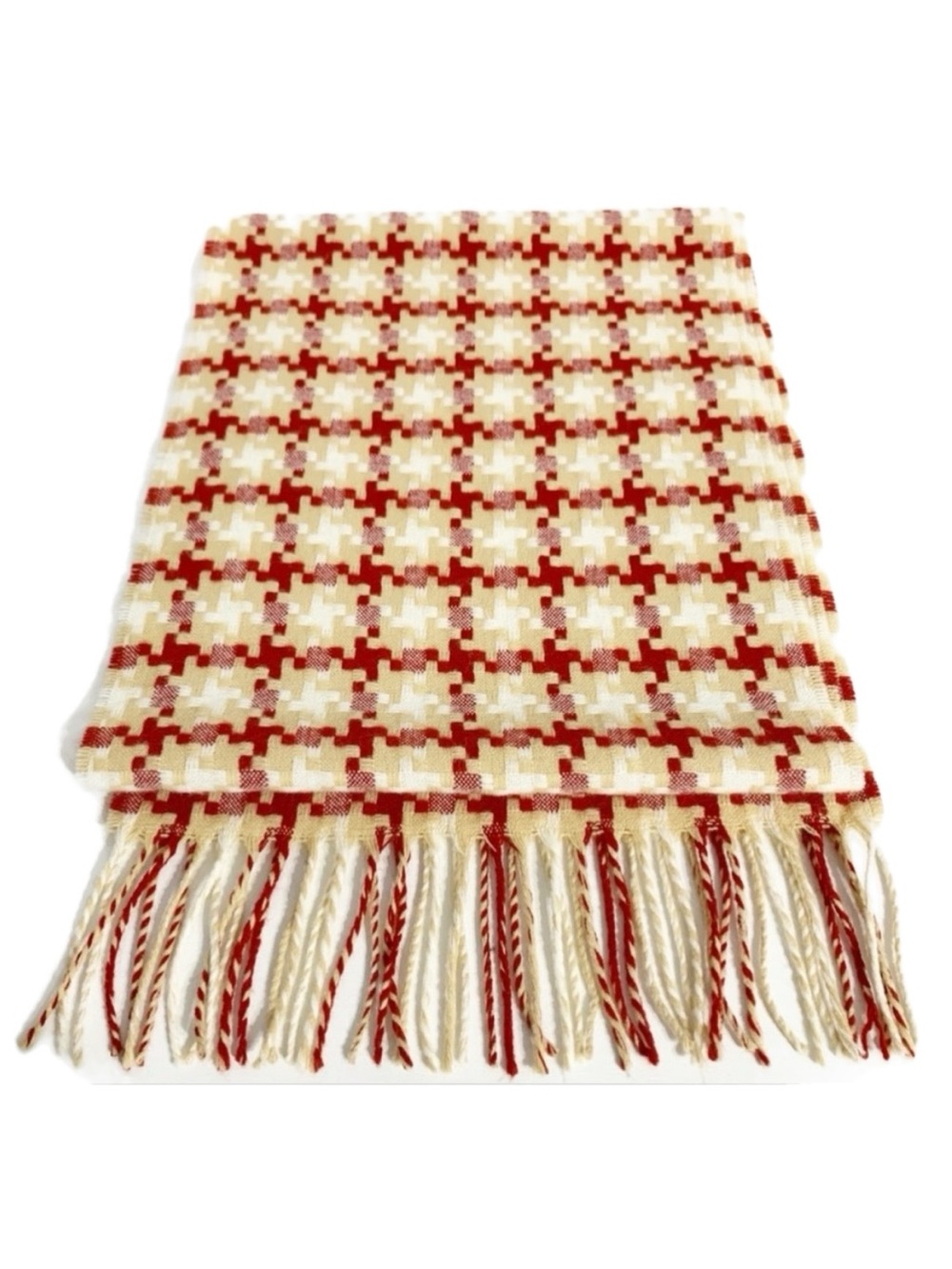 Merona Plaid Fringed Acrylic Scarf Winter Wear Cold Weather Cozy Comfortable
